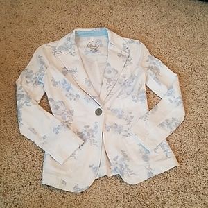 SO Kohls xs blue and white knit blazer